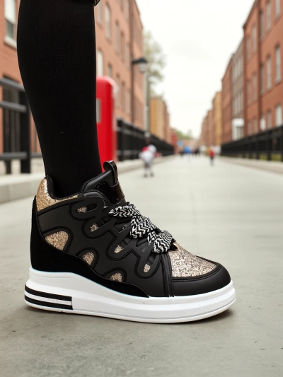 Royalfashion Baskets hautes pour femmes avec un talon caché Oblaffi
