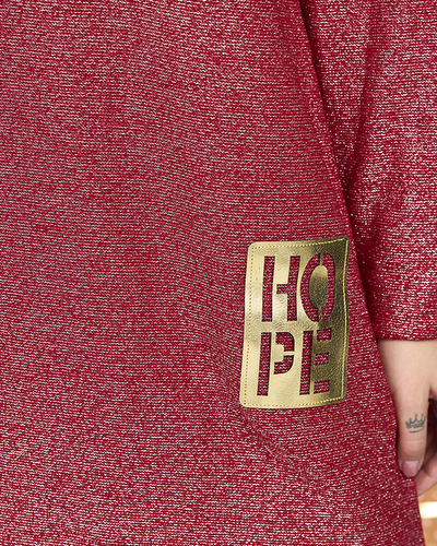 Robe rouge pour femmes avec fil argenté et bas asymétrique - Vêtements