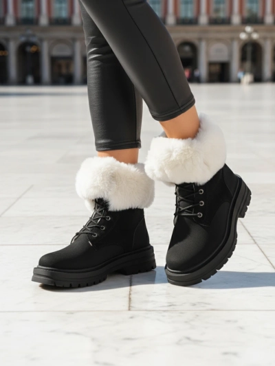 Bottes chelsea à doublure en fourrure pour femmes Nasaha