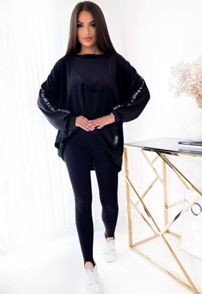 Royalfashion Tunique noire pour femme avec cordon de serrage