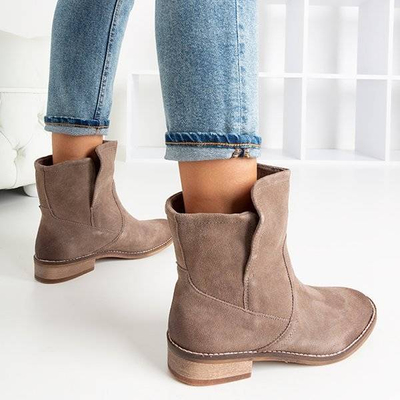 OUTLET Boots femme gris clair à talons plats Judetta - Chaussures