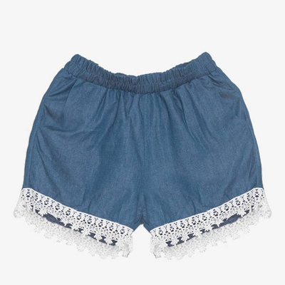 Short court femme bleu avec dentelle - Vêtements 1
