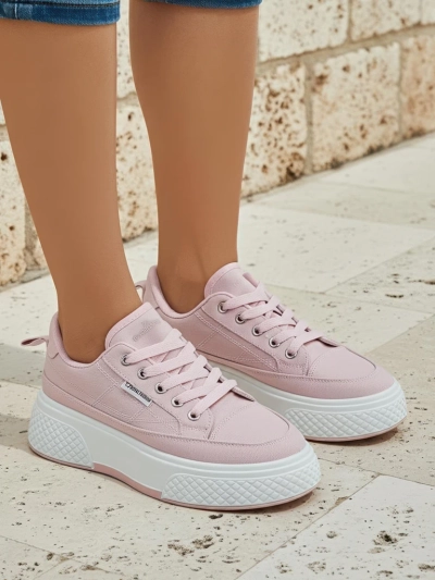 Aurora Rosa - Baskets Roses à Plateforme pour Femmes en Tissu Printemps/Été/Automne