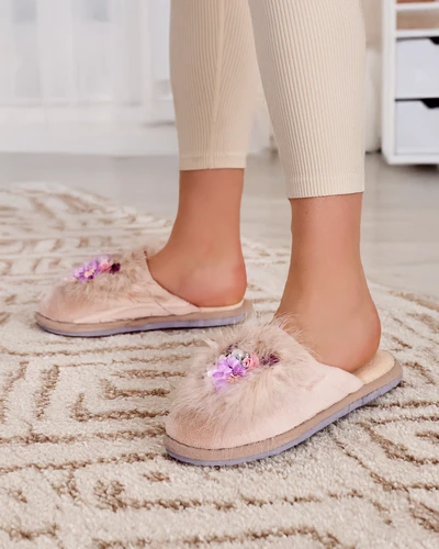 Chaussons en fourrure Royalfashion pour femmes avec fleurs Ederra