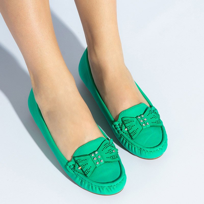 Mocassins femme verts avec nœud Linari - Footwear