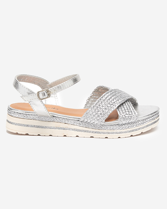 Sandales argentées pour femmes avec tresses et paillettes Metifa