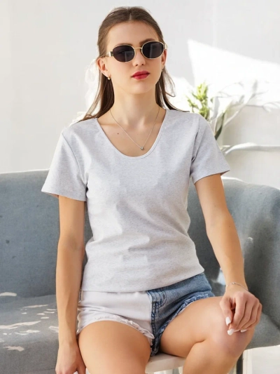 T-shirt en coton pour femmes Royalfashion avec dentelle au dos