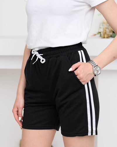 Short noir pour femme à rayures - Vêtements