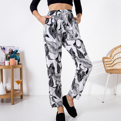 Pantalon blanc femme à motif floral - Vêtements