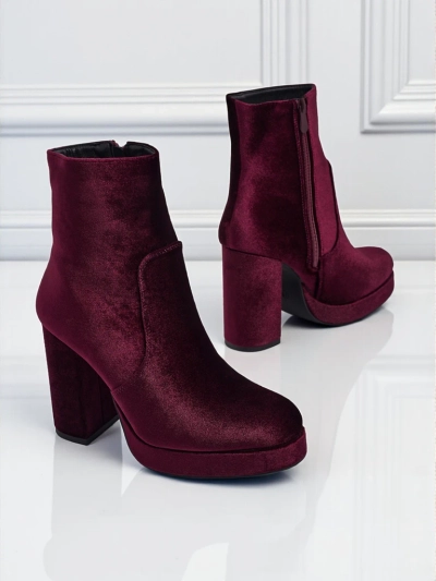 Bottines pour femmes à talons épais imitation velours Miss