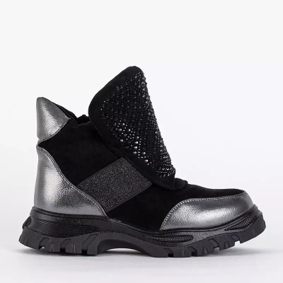 OUTLET Boots enfant noir et argent avec oxydes de zirconium Fruizo - Chaussures