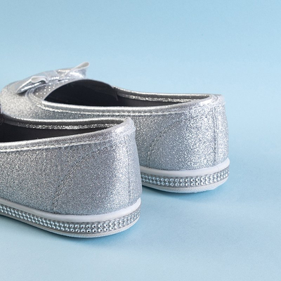 OUTLET Ballerines à paillettes argentées pour enfants avec décoration Nolla - Chaussures