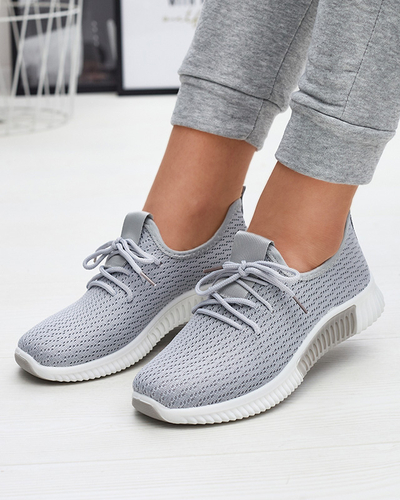 Gris chaussures de sport en tissu pour femmes Vobbu- Footwear