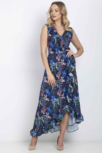 Robe maxi portefeuille bleu marine - Vêtements