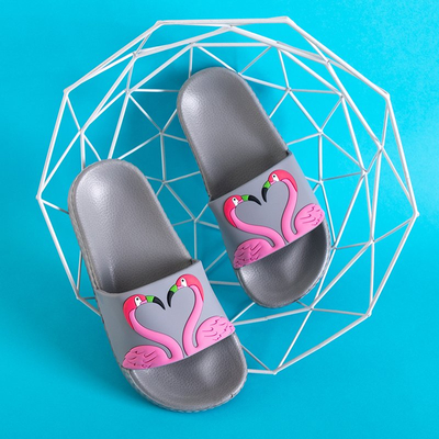 Pantoufles grises pour enfants avec des flamants roses Finnie - Footwear