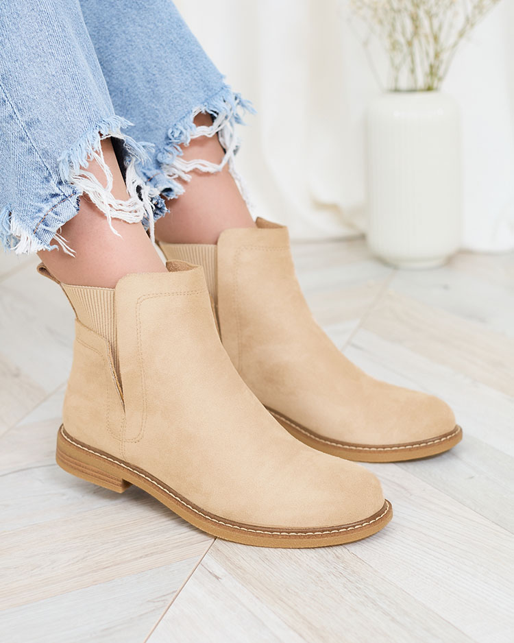 Royalfashion Beige femmes eco-suede Veysi bottes a'la sable talons