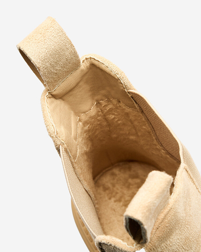 Royalfashion Bottes pour femme beige avec lanière décorative Loffdo