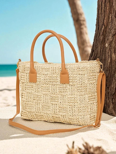 Royalfashion Grand sac à main en paille pour femmes Aureliana Savio