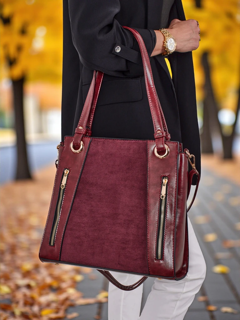 Sac à main shopper pour femmes en cuir écologique Silent Raven