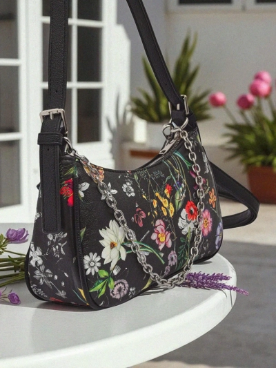 Royalfashion Petit sac à main pour femme en cuir écologique avec motif floral Lily Bloom
