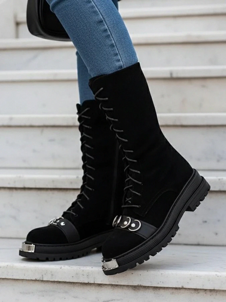 Royalfashion Bottes à lacets pour femmes Werces