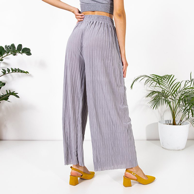 Pantalon palazzo ample en maille grise - Vêtements