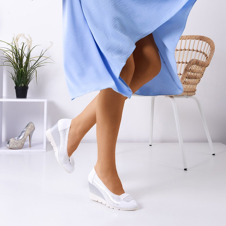 OUTLET Escarpins compensés blancs et argentés pour femmes Noemia - Chaussures