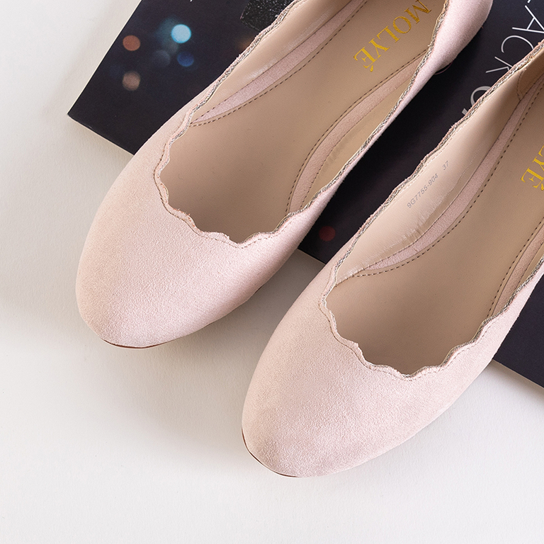 OUTLET Ballerines femme rose clair en éco-daim Antonelia - Souliers