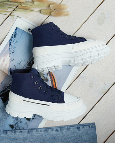 OUTLET Chaussures de sport hautes pour femmes de type tennis, bleu marine Dolla- Footwear