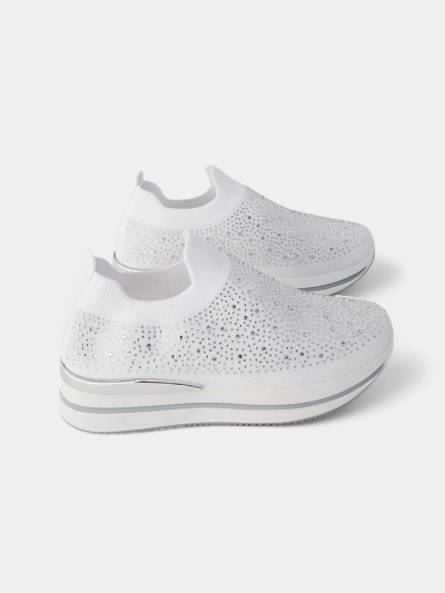 Chaussures de sport en tissu pour femmes à enfiler Royalfashion avec des strass Adeq