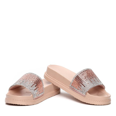 Różowe klapki z kamyczkami Avianna- Obuwie