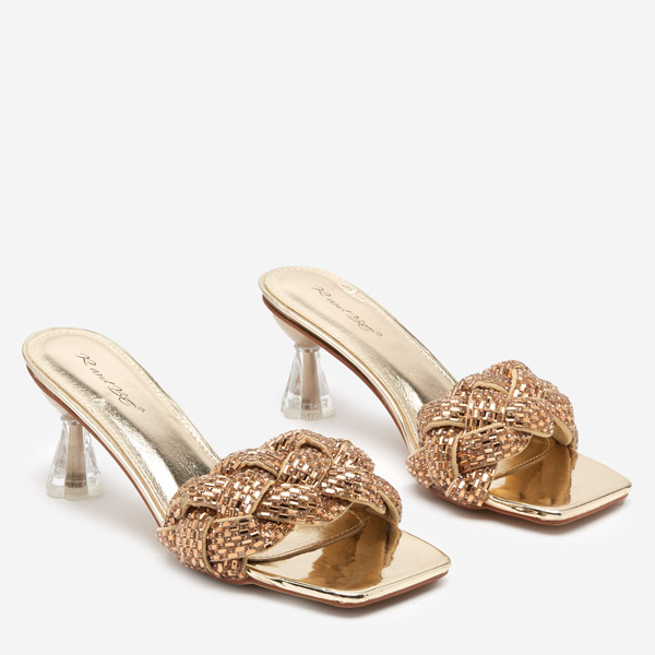 Babouches laquées or à talons bas Sipeno - Footwear