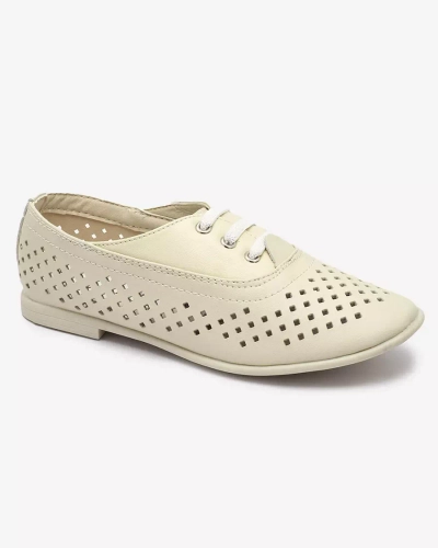 Mocassins ajourés beige pour enfants Janno- Footwear