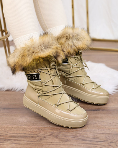 Royalfashion Bottes à enfiler marron clair bottes de neige a'la pour femmes Gomllo