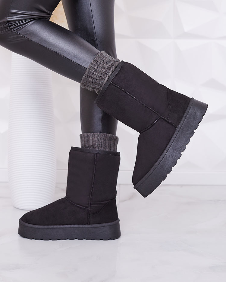 Bottes de neige isolées en daim écologique pour femmes en noir Xetik - Footwear