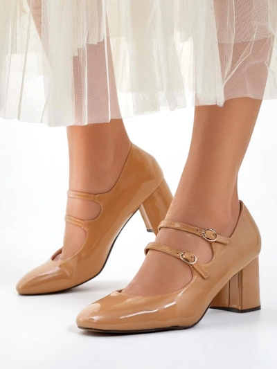 Royalfashion Chaussures à talons en cuir verni pour femmes avec des brides Ovinna