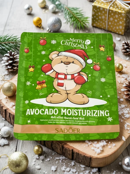 Masque facial de Noël en tissu à l'avocat - hydratant