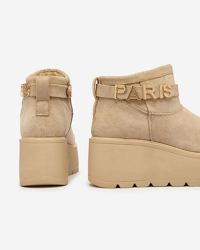 Royalfashion Beige chaussures femme a'la bottes de neige avec ornement Parisela