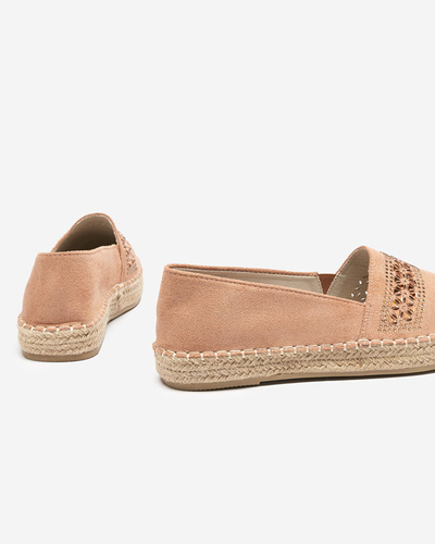 OUTLET Espadrilles femme marron avec zircons cubiques Rosindal - Souliers