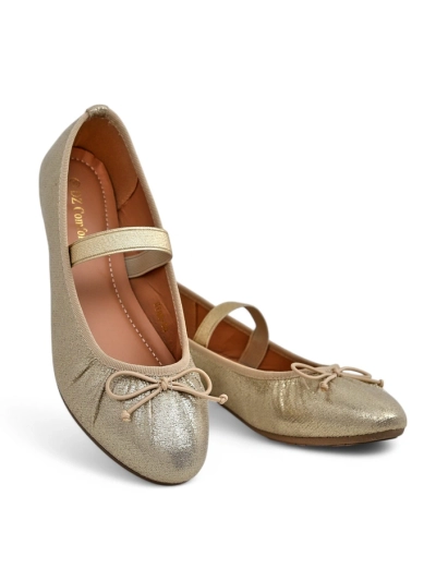 Royalfashion Ballerines brillantes pour femmes avec un nœud et élastique Safte