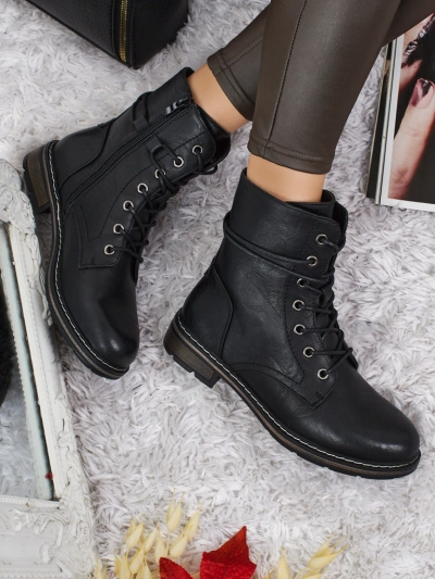 Bottines lacées pour femmes en cuir écologique Ravonna