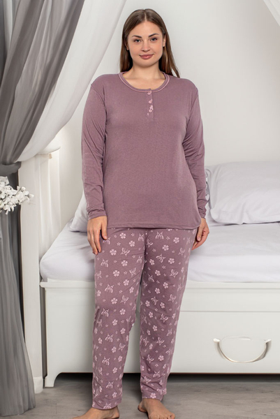 Royalfashion Pyjama Femme en Coton 2 Pièces Papillon GRANDE TAILLE