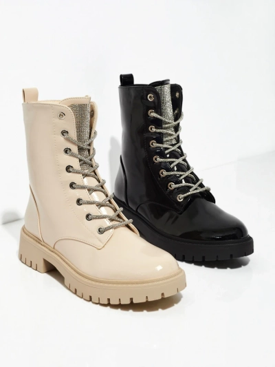 Bottines vernies à lacets pour femmes Fjorra