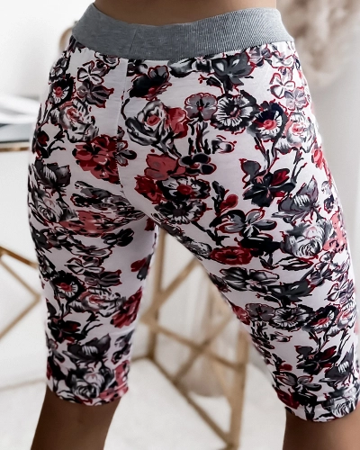Short femme 3/4 gris et rouge à motifs GRANDE TAILLE - Vêtements