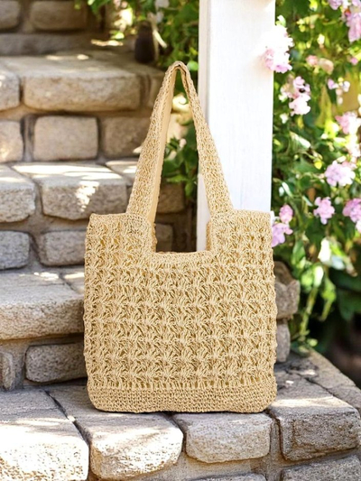 Royalfashion Grand sac à main en paille pour femme Sunny Straw