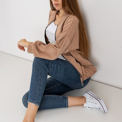 Blouson en daim beige pour femme - Vêtements