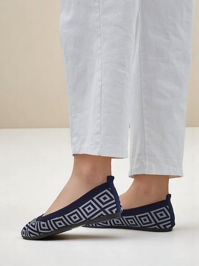 Royalfashion ballerines pour femmes en tissu à imprimé géométrique Métrique