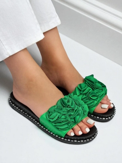 Royalfashion Mules à semelle plate pour femme Flora Verde
