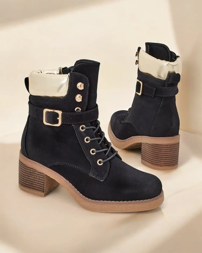Royalfashion Bottines à talons bas pour femmes Nedelin