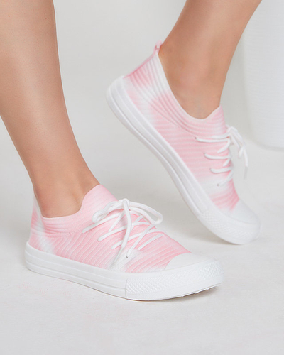 OUTLET Baskets rayées blanches et roses pour femme Manfer- Footwear